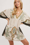 BOHO EMBROIDERED BABYDOLL DRESS