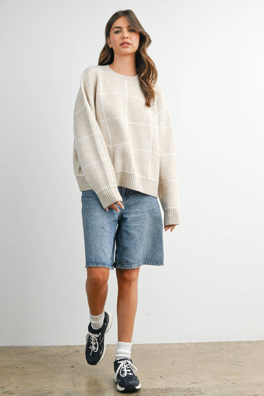 CHECKERED KNIT SWEATER