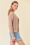 BUTTON-DOWN STRIPE SWEATER