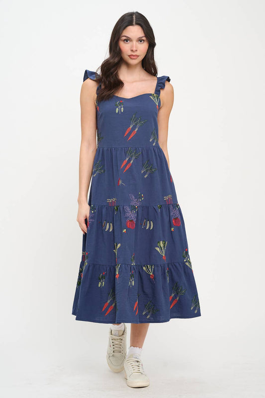 VEGGIE GARDEN EMBROIDERED DRESS
