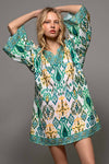 IKAT PRINT BELL SLEEVE DRESS
