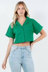 BOXY CROP BUTTON DOWN SHIRT