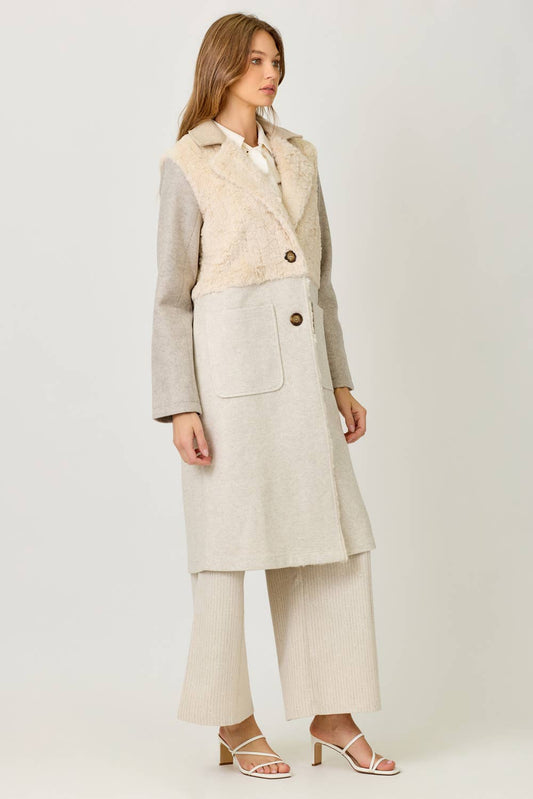 COLOR BLOCKED LONG COAT
