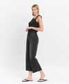 HIGH RISE RAW HEM BLACK JEANS