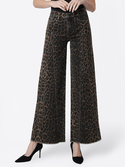 LEOPARD PRINT EXTREME WIDE JEANS
