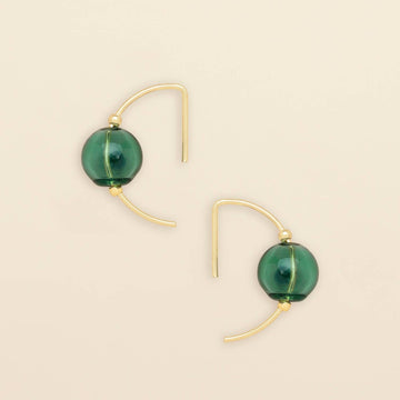 GLASS TEAL GOLD EARRINGS
