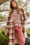 BRUSHED PLAID LONG COAT