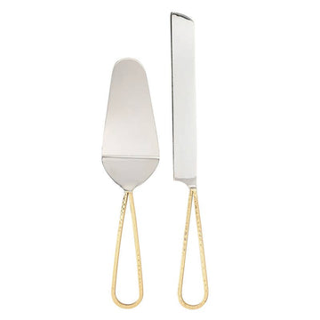 GOLD HANDLED CAKE SERVING SET
