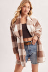 PLAID KNIT SHERPA JACKET
