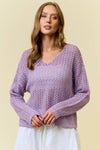 V-NECK OPEN KNIT SWEATER