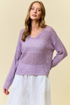 V-NECK OPEN KNIT SWEATER