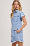 DENIM SHORT SLEEVE MINI DRESS
