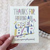 OPEN BAR WEDDING CARD