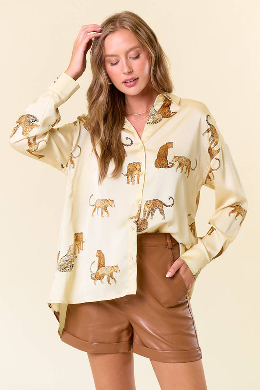 ANIMAL PRINT BUTTON DOWN