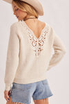 CROCHET LACE BACK SWEATER
