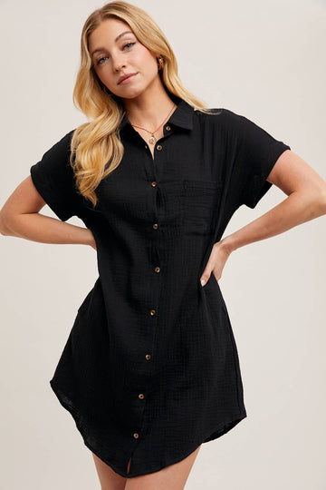 SHIRT DRESS W/ POCKETS