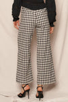 PLAID WIDE LEG PANTS WITH BACK ELASTIC