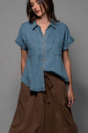 COLLAR DENIM SHIRT