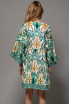 IKAT PRINT BELL SLEEVE DRESS