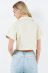 BOXY CROP BUTTON DOWN SHIRT