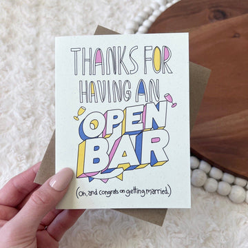 OPEN BAR WEDDING CARD