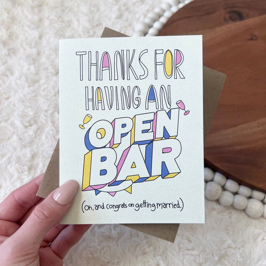 OPEN BAR WEDDING CARD