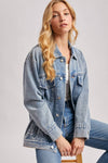 DENIM JACKET WITH ASYMMETRICAL BUTTON
