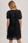 PUFF SLEEVED CROCHET DRESS