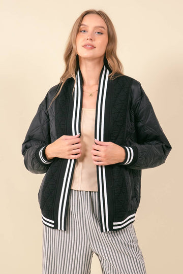 QUILTED OPEN CARDIGAN