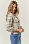 BOW TIE FRONT STRIPED CARDIGAN