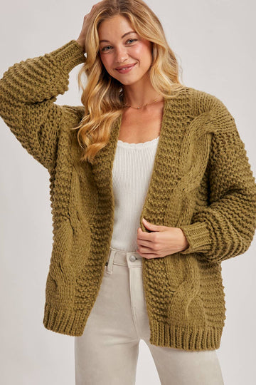 CHUNKY CABLE KNIT CARDIGAN