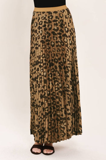 LEOPARD PLEATED SKIRT