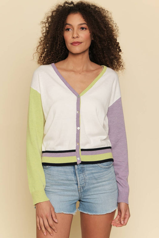 COLOR BLOCKED CARDIGAN
