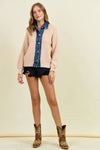 DENIM CONTRAST RIB CARDI