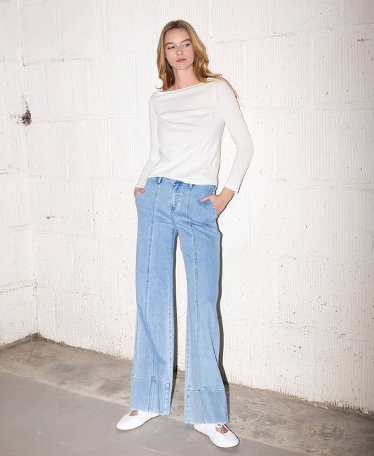 SIDE POCKET WIDE JEANS