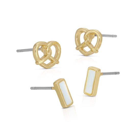 PRETZEL + BAR 2PK STUDS