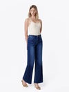 DARK WASH KNIT WIDE JEANS