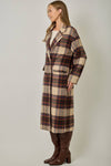 PLAID WOOL BLEND LONG COAT