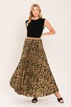LEOPARD PLEATED SKIRT