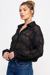 SHEER BUTTON FRONT BLOUSE