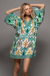 IKAT PRINT BELL SLEEVE DRESS