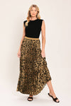 LEOPARD PLEATED SKIRT