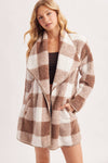 PLAID KNIT SHERPA JACKET