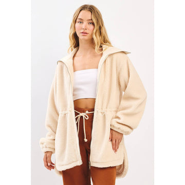 CINCHED WAIST ZIPPER JACKET