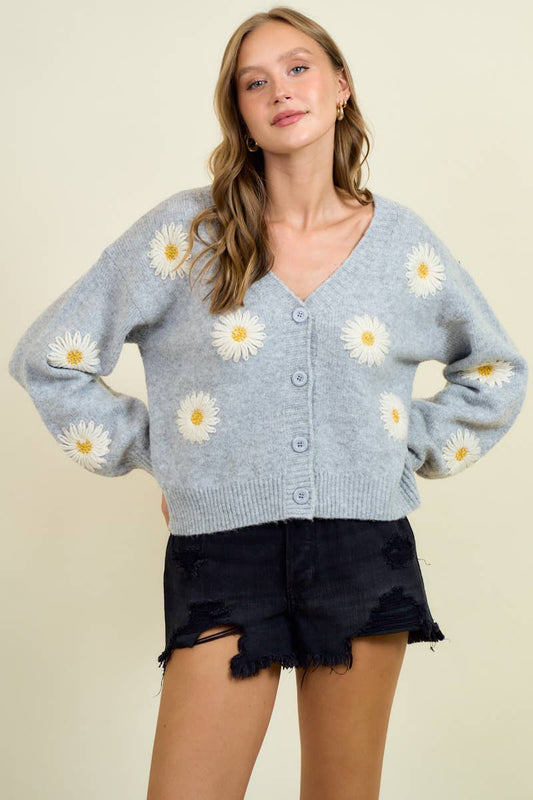 FLORAL BUTTON DOWN SWEATER