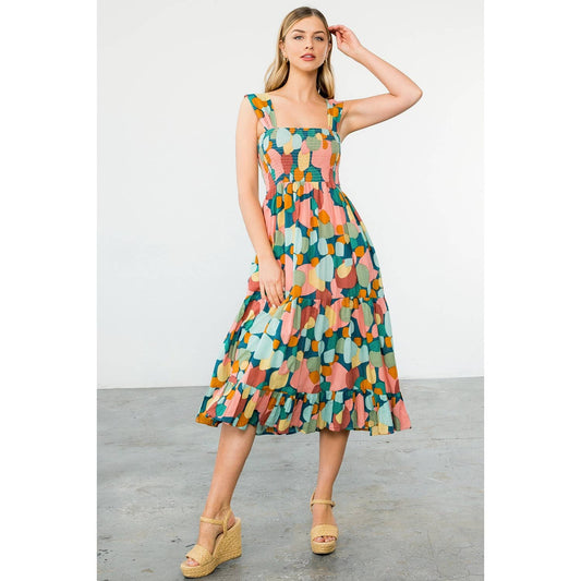 MULTICOLOR TIERED DRESS