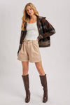 PLAID WIDE COLLAR KNIT JACKET