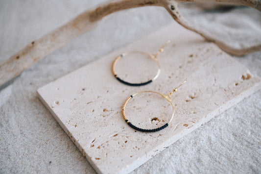 SEED BEAD HOOP EARRING