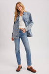 DENIM JACKET WITH ASYMMETRICAL BUTTON