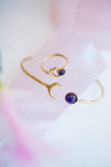 GEMSTONE SUN AND MOON OPEN BRASS BANGLE BRACELET